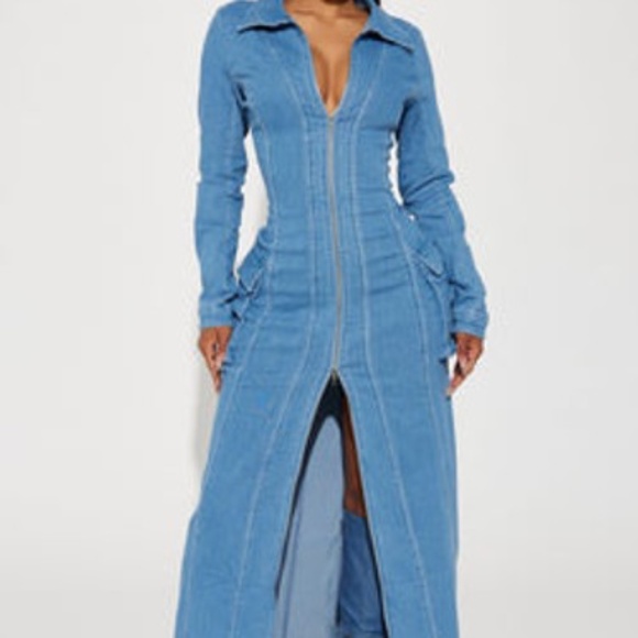 Brandy Denim Maxi Dress - Medium Blue Wash - Picture 1 of 1